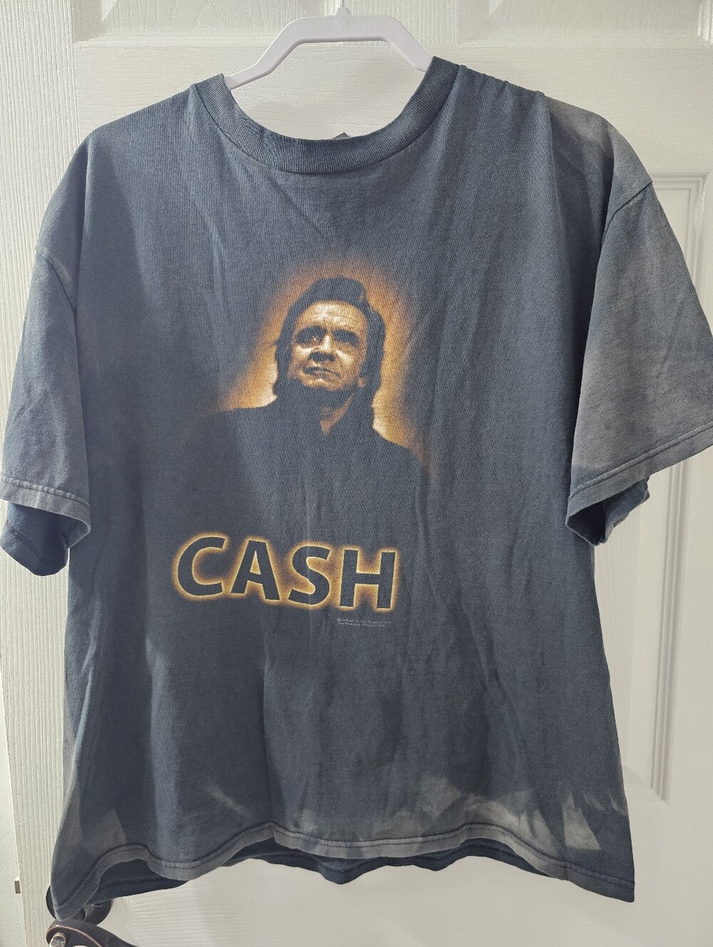 Vintage Distresses Zion Rootswear Black and Gold Johnny Cash Graphic Tee